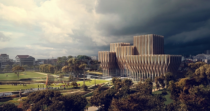 Sleuk Rith Institute, Cambodia, Render by Mir, ©Zaha Hadid Architects.