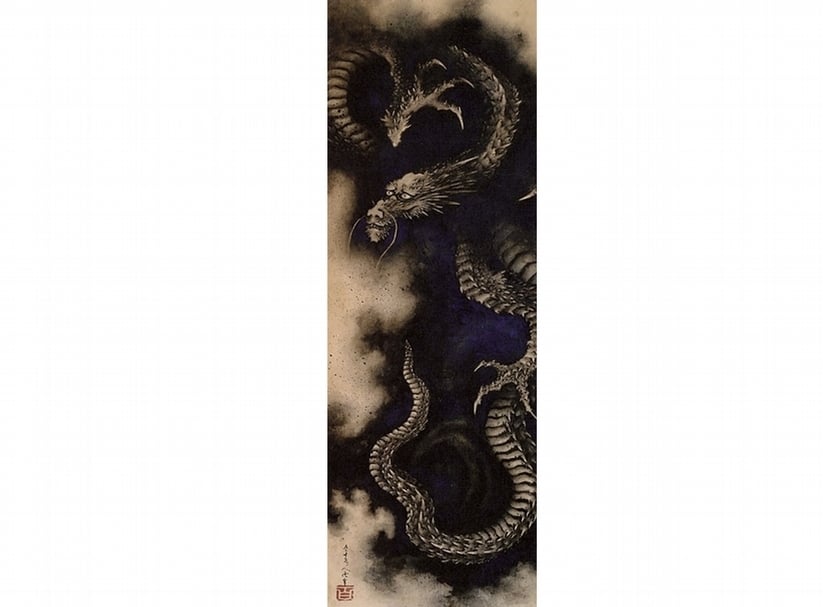 圖9 葛飾北齋1849年〈雲龍圖〉,掛軸設色紙本,Nobert Lagane捐贈,現藏法國巴黎居美博物館。圖∣大英博物館(British Museum)