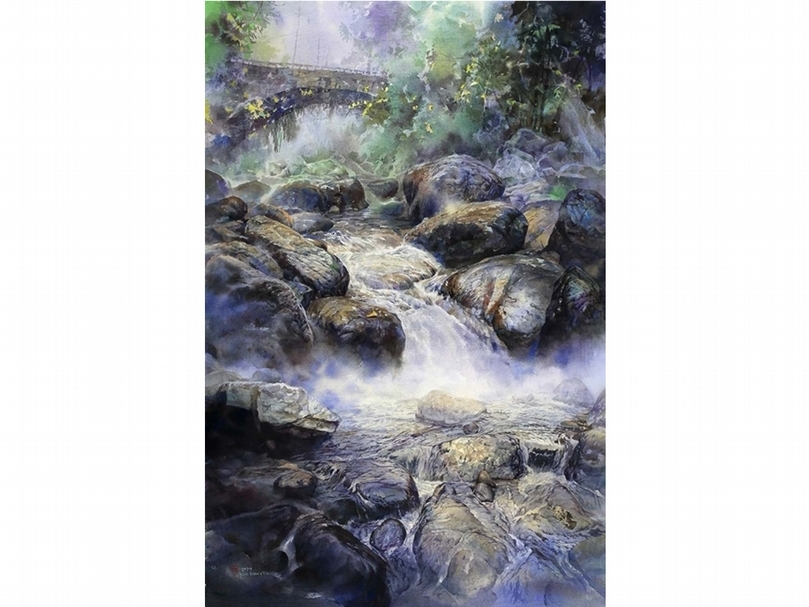 郭明福 上善若水 油畫 114x78cm 2017 圖片提供：桃園市政府文化局