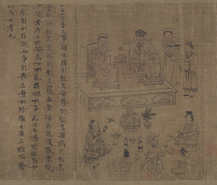 圖1 宋李公麟〈孝經圖〉卷，「紀孝行章第十」，美國大都會藝術博物館藏。圖∣廖堯震