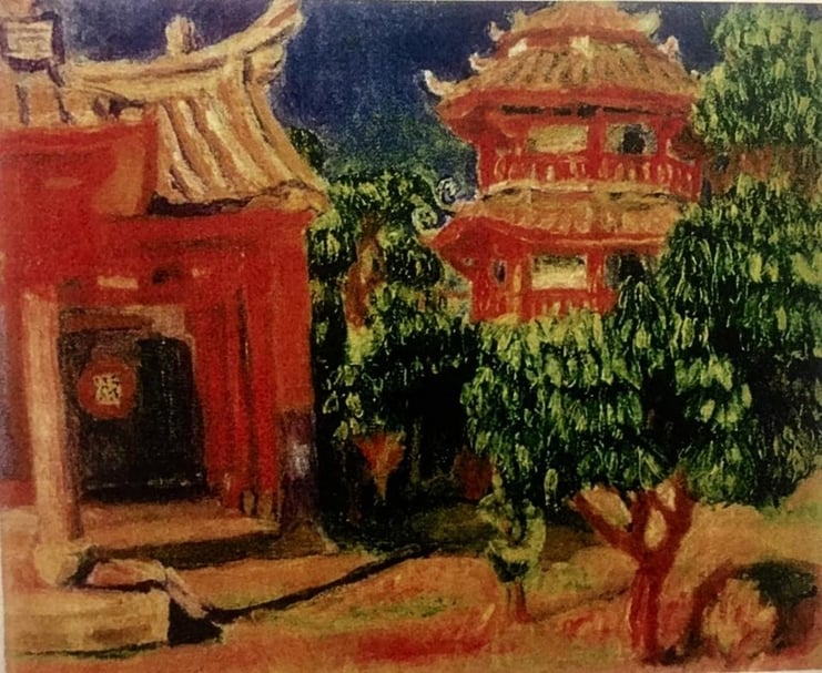 梅原龍三郎（Umehara Ryuzaburo）於1933年的作品《台灣風景》。圖片提供：北師美術館