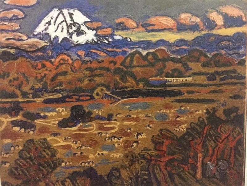 梅原龍三郎（Umehara Ryuzaburo）於1956年的作品《富士山圖》。圖片提供：北師美術館