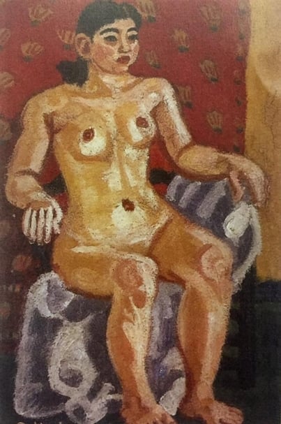 梅原龍三郎（Umehara Ryuzaburo）於1933年的作品《坐裸婦》。圖片提供：北師美術館