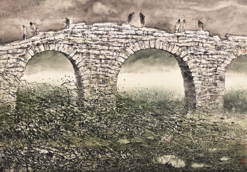 何懷碩《吾土吾人之十》．設色紙本．67.4×96 cm．1990。圖｜平藝術空間
