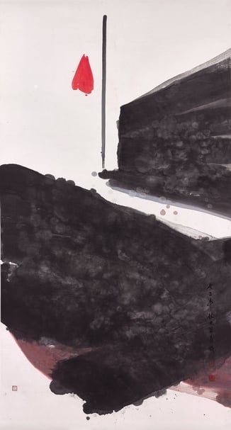 呂壽琨《春荷》．設色紙本．179×96.5 cm．1972。圖｜平藝術空間