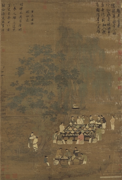圖1 宋徽宗〈文會圖〉軸，國立故宮博物院藏。圖︱國立故宮博物院