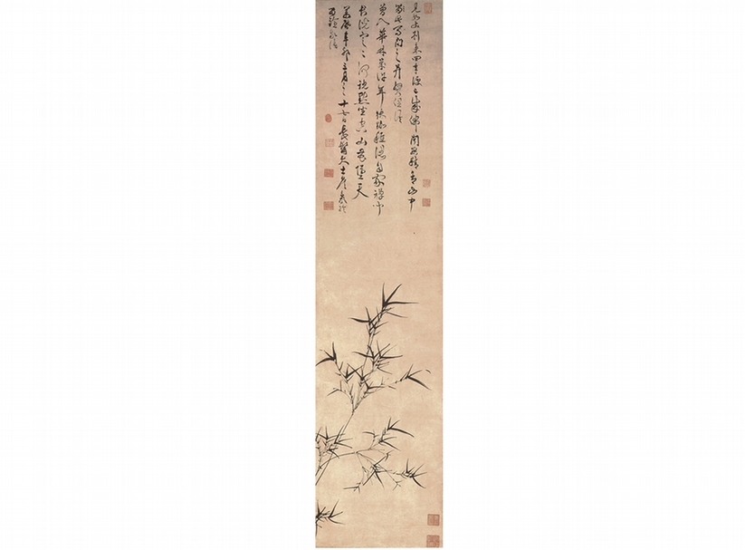 圖4 中國明代萬曆十九年（1591）詹景鳳〈墨竹圖〉，日本大和文華館藏。圖∣日本大和文華館
