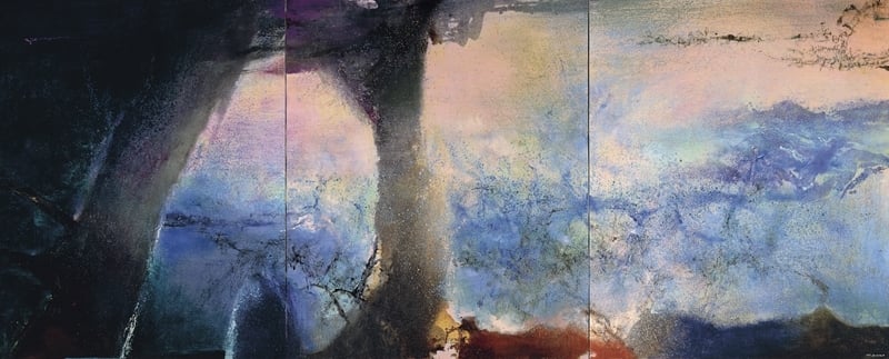 趙無極《向克羅德．莫內致敬-三連屏》Hommage à Claude Monet - Triptych 1991 油彩、畫布 194.5×484.5 cm All images of works by Zao Wou-Ki: © Zao Wou-Ki/ProLitteris, Zurich Photographer: Jean-Louis Losi