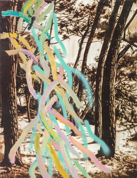 許常郁《無題26》．油彩、壓克力噴漆、畫布．130×100cm．2017。圖片提供：尊彩藝術中心