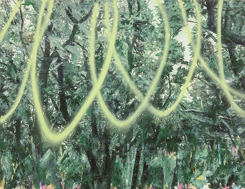 許常郁《無題24》．油彩、壓克力噴漆、畫布．100×130 cm．2017。圖片提供：尊彩藝術中心
