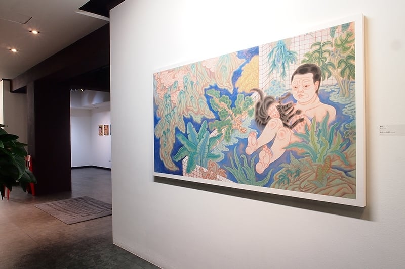 曾建穎《春雷》．紙本膠彩、墨、礦物顏料．85×158 cm．2017。圖片提供：赤粒藝術