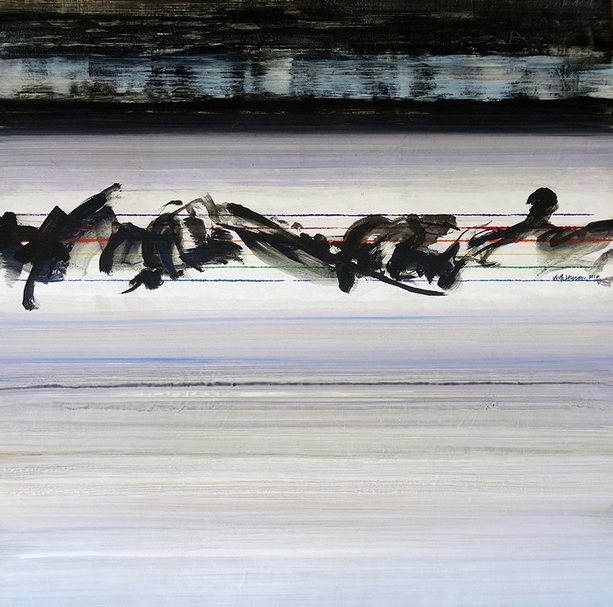 蕭明賢 5-201401 時空的記憶-1 Memories of Time and Space-1 油彩畫布 oil on canvas 122x122cm 2014 圖片提供：福華沙龍藝廊