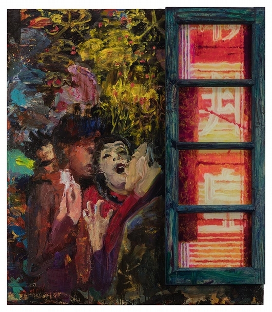 李青 鄰窗‧邦皇 木‧油彩‧有機玻璃‧丙烯 114x99x7cm 2017 圖片提供：大未來林舍畫廊‧台北