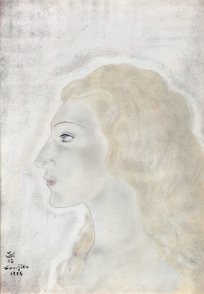 藤田嗣治《女人側像》.油彩、墨、複合媒材、畫布.31×24.2 cm.1925-1926年作。預估價:90至120萬港元。圖|中國嘉德(香港)