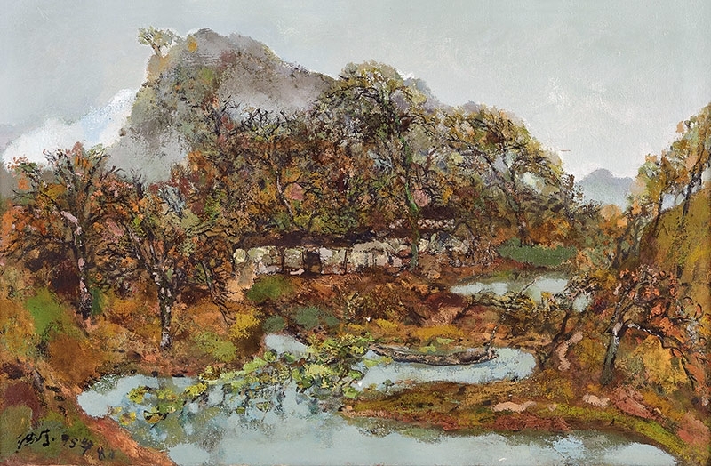 洪凌（b.1955） 《秋溪圖》 油彩 畫布 63×98cm 1995至2001年作 估價：HKD 220,000 – 320,000 圖片提供：嘉德香港