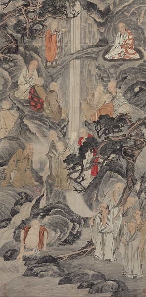 佳士得：丁雲鵬與盛茂燁〈羅漢〉，設色紙本立軸，204.8×101公分×2，預估價20萬～40萬美元。圖︱佳士得