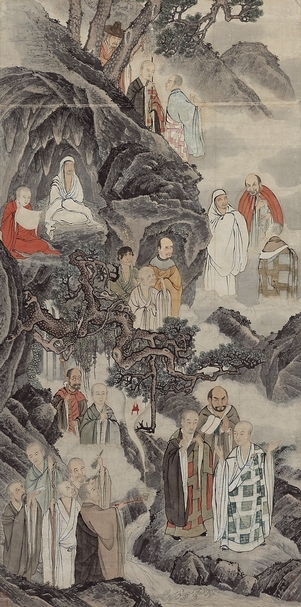 佳士得：丁雲鵬與盛茂燁〈羅漢〉，設色紙本立軸，204.8×101公分×2，預估價20萬～40萬美元。圖︱佳士得