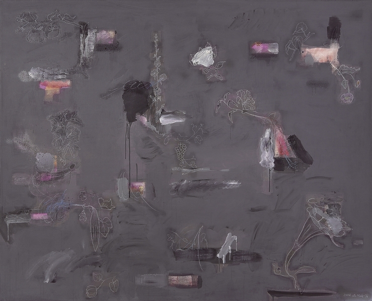 盧明德《共生花系列 肆》．複合媒材、布面．182×227 cm．2004。圖｜龍門雅集