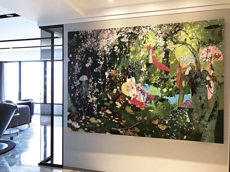 日本新銳藝術家長井朋子作品《Weeping Cherry》。（陳意華攝影）