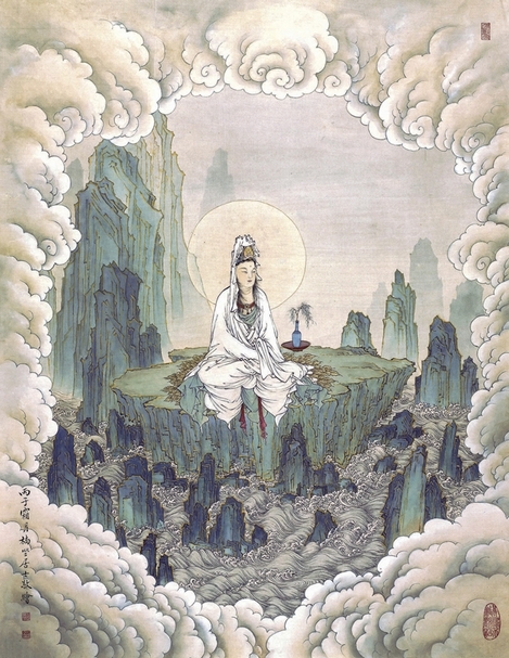 夏荊山1996年作〈自在觀音菩薩像〉，96×74公分，北京故宮藏。圖片提供：財團法人夏荊山文化藝術基金會