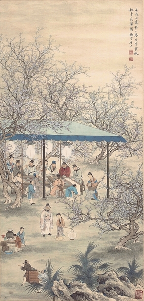 夏荊山〈桃李夜宴圖〉。圖片提供：財團法人夏荊山文化藝術基金會