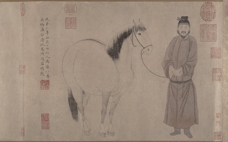 圖7 元代〈趙氏三世人馬圖卷〉，此段為趙孟頫〈人馬圖〉，美國大都會博物館藏。圖∣張筠