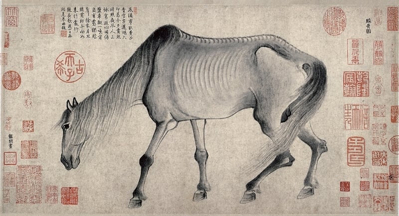 圖1 元代龔開〈駿骨圖〉，29.9×56.9公分，日本大阪市立美術館藏。圖∣張筠