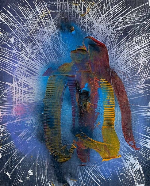鷲見康夫《作品》．複合媒材於畫布．90.9× 72.7 cm．2014。圖片提供：白石畫廊
