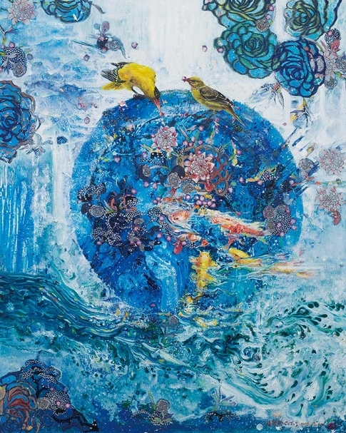 張翠容 映月套繪4 複合媒材、打底板 100.5x80.5x2cm(40F) 2016 圖片提供：張翠容
