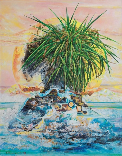 張翠容 映月套繪3 複合媒材、麻布 117x91cm(50F) 2016 圖片提供：張翠容