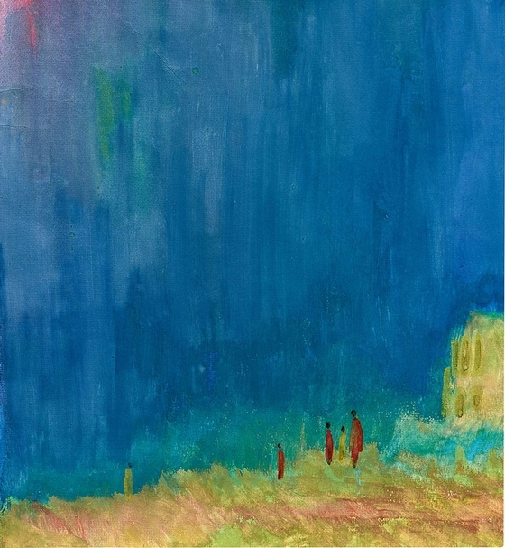 王攀元《海邊》．水彩、紙本．42.6×39.1cm。