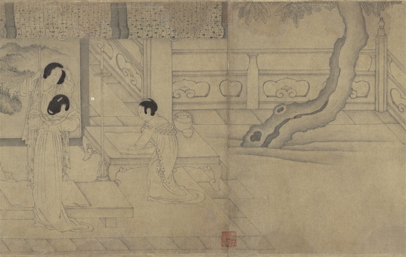 宋牟益〈擣衣圖〉卷，局部，國立故宮博物院藏。圖∣國立故宮博物院