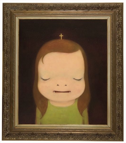 奈良美智《Midnight Vampire》.壓克力、畫布(原裝框架).畫作本身:73×60.5 cm/含框:94 ×82 cm.2010。預估價:700萬至1千萬港元。圖|佳士得香港
