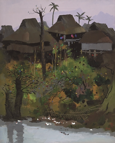 吳冠中《西雙版納村寨》.油彩、畫布.76×61 cm.1994。預估價:1600萬至2600萬港元。圖|佳士得香港