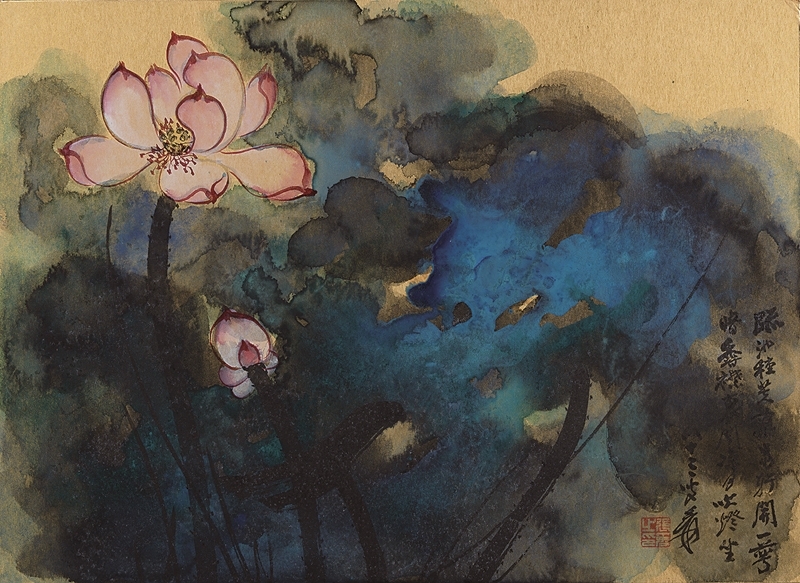 張大千〈粉荷〉，設色金箋鏡框，39×54公分，估價100萬～150萬港元。圖︱邦瀚斯香港