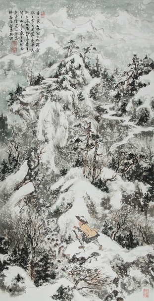 傅益瑤之雪景畫，令人如歷其境。〈杳杳寒山路〉，137×70公分。圖片提供：墨海樓