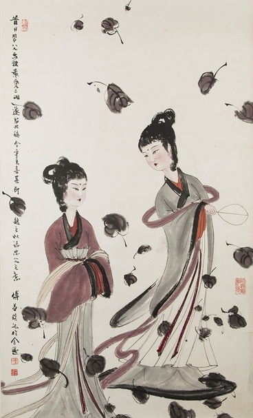 傅益瑤仿父筆之人物畫尤為一絕，畫中仕女神韻卓然。〈仕女畫〉，102×62公分。圖片提供：墨海樓