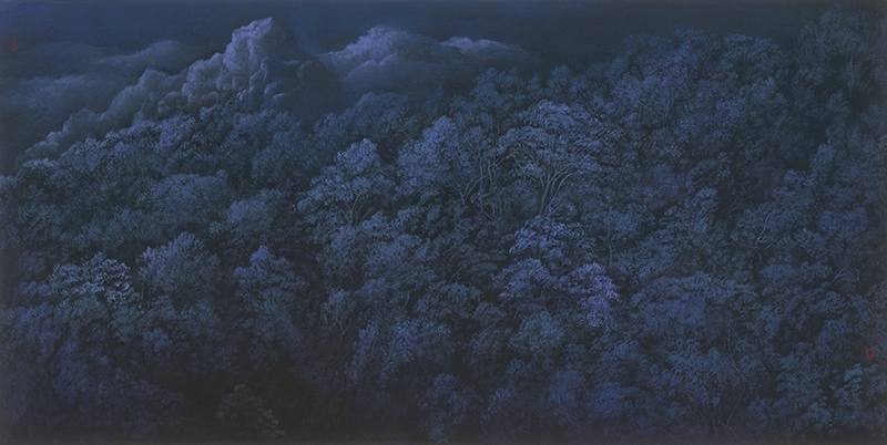 李宗仁 紫光靜夜 壓克力棉紙 60x120cm 2017 圖片提供：心晴美術館