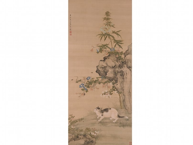 圖1 清．沈南蘋1731年作〈老圃秋容圖〉，日本靜嘉堂文庫美術館。圖∣靜嘉堂文庫美術館