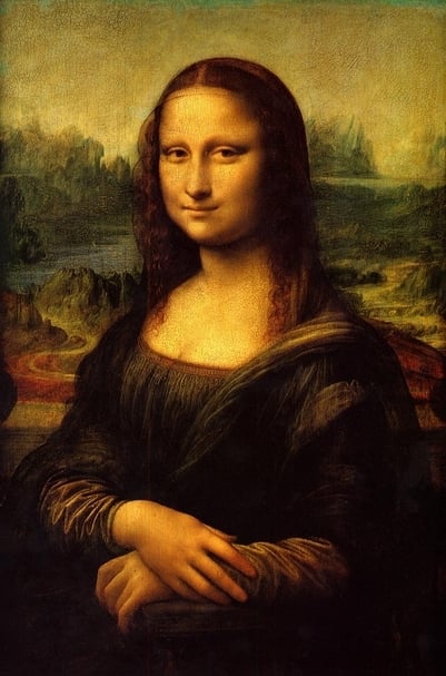 雷歐納多．達文奇《蒙娜麗莎》（Mona Lisa）．77×53 cm．約 1503–06．油彩白楊木．羅浮宮美術館。