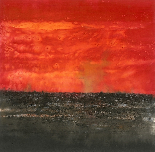 張秦 詩的空間1 74x75cm 彩墨繪於韓紙 2017 圖片提供：朝代畫廊