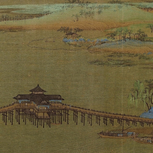圖5 北宋王希孟〈千里江山圖〉，蘇州利往橋和垂虹亭之描繪。圖為局部。圖∣廖堯震