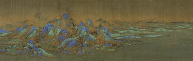 圖4 北宋王希孟〈千里江山圖〉，絹本水墨設色，51.5×1191.5公分，北京故宮博物院藏。圖為局部。圖∣廖堯震