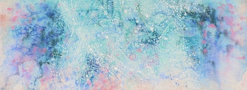 曾詩涵 鯨 水干顏料、礦物顏料、麻紙 33.5×91cm 2017 圖片提供：阿波羅畫廊