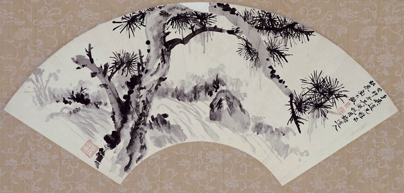 吳湖帆〈松泉〉扇面，18.5×52公分。圖︱華岡博物館