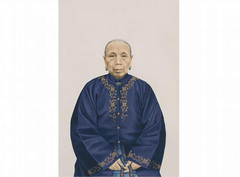 圖15 清代19世紀佚名〈李夫人像（陸禧甫夫人）〉，設色紙本立軸，加拿大多倫多皇家安大略博物館藏。圖為局部。Courtesy of the Royal Ontario Museum, ©ROM, Foto：Brian Boyle, MPA, FPPO。