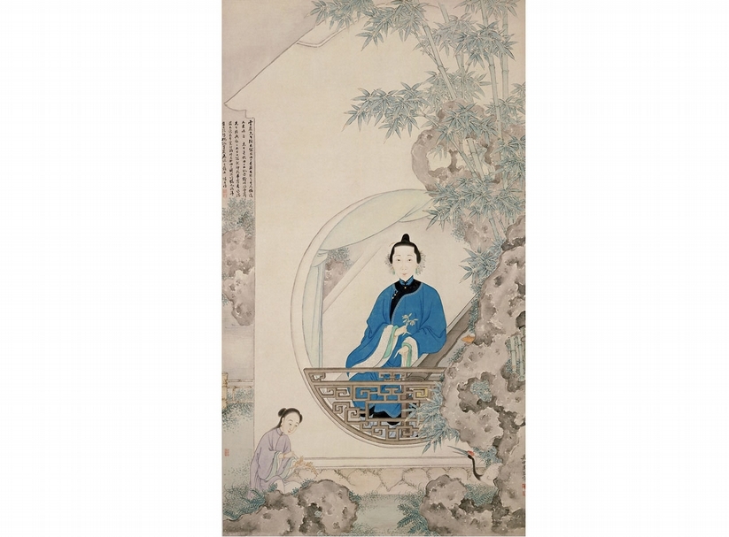 圖13 清代乾隆朝周笠、曹貞秀〈曹貞秀像〉，設色紙本立軸，北京故宮博物院藏。©The Palace Museum, Photo Credit：Yu Ningchuan。