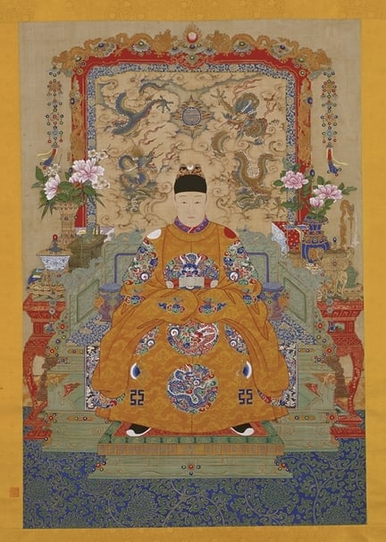 圖1 明代天啟朝佚名〈明熹宗朱由校朝服像〉，設色紙本立軸，北京故宮博物院藏。©The Palace Museum, Photo Credit：Yu Ningchuan。