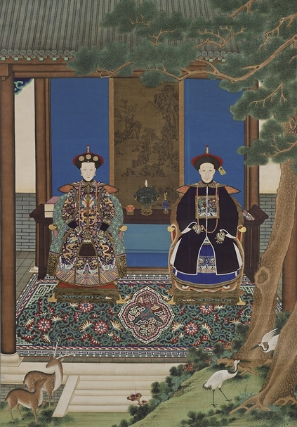 圖4 清代18至19世紀佚名〈夫婦像〉，設色絹本立軸，加拿大多倫多皇家安大略博物館藏。Courtesy of the Royal Ontario Museum, ©ROM, Photo Credit：Brian Boyle, MPA, FPPO。