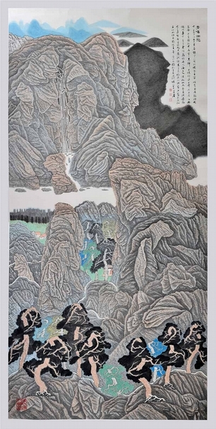 陳明貴《青嶂幽隱》．246×124 cm．2017。圖片提供：孟焦畫坊
